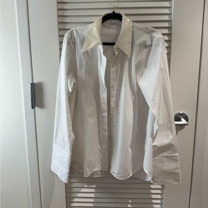 Helmet lang button up shirt with PVC collar